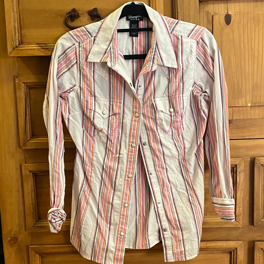 Wrangler women’s Casual Shirt - Pink and White Stripes